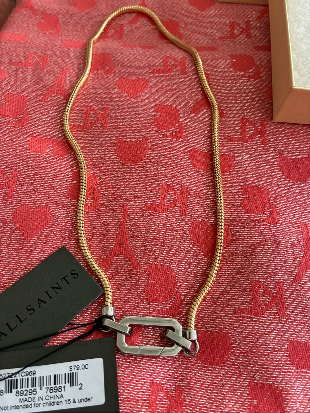 AllSaints Gold and Silver Two-Tone Chain Necklace - Picture 2 of 8